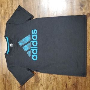 Boys Adidas Climalite gray logo short sleeve shirt size L (14/16)